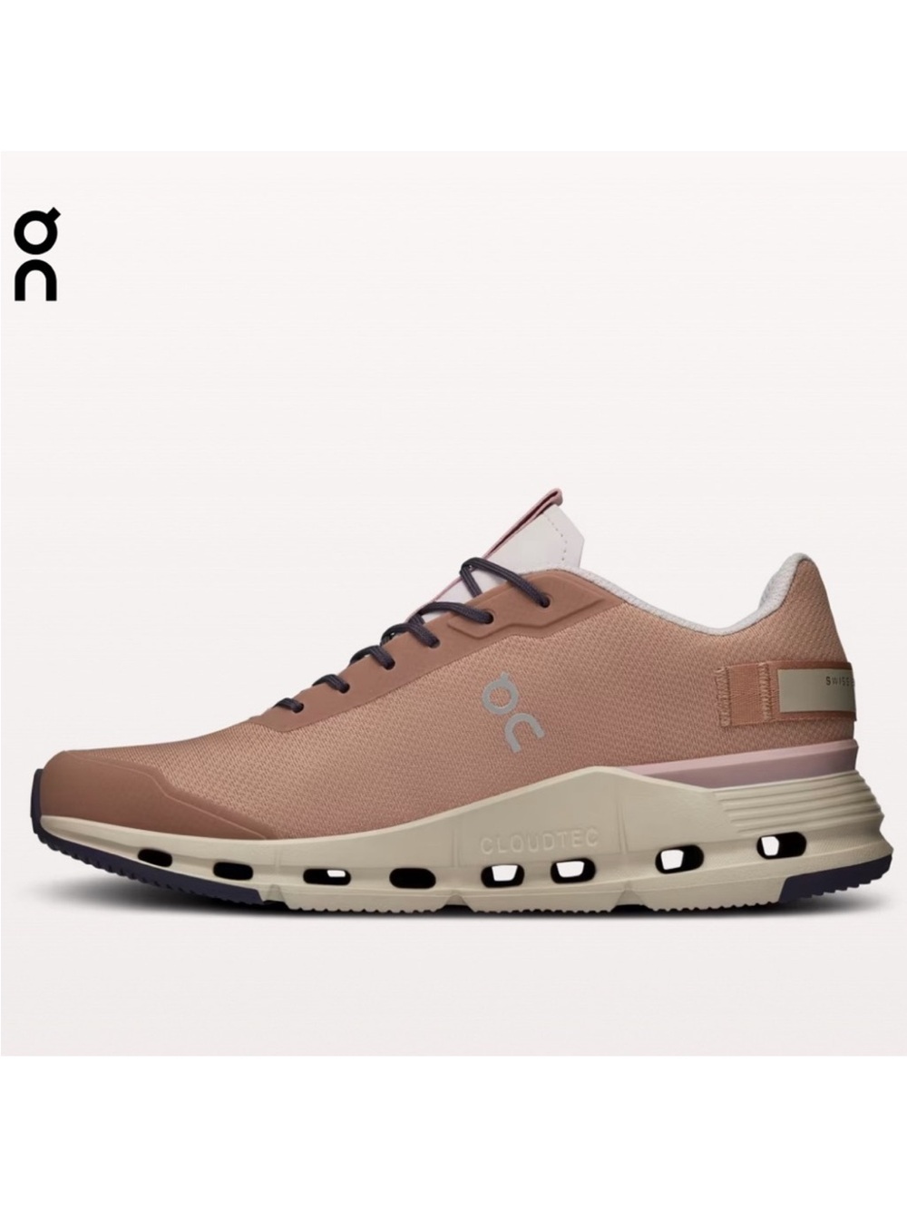 On Running Cloudtec Women's Athletic Shoe in Dusty Rose and Cream